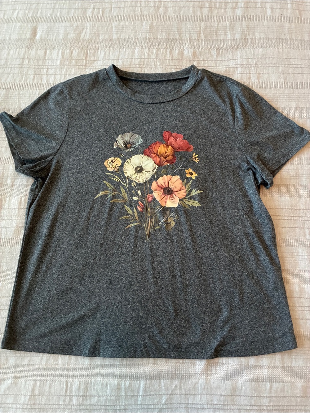 Heather Gray Floral Graphic Women’s Tee